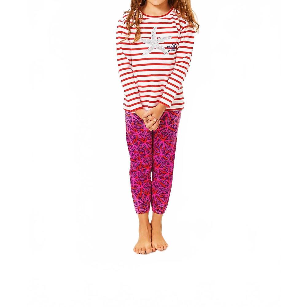 NEW LILLY PULITZER girl's mini mallie terry pant in passion fruit pink star sear
